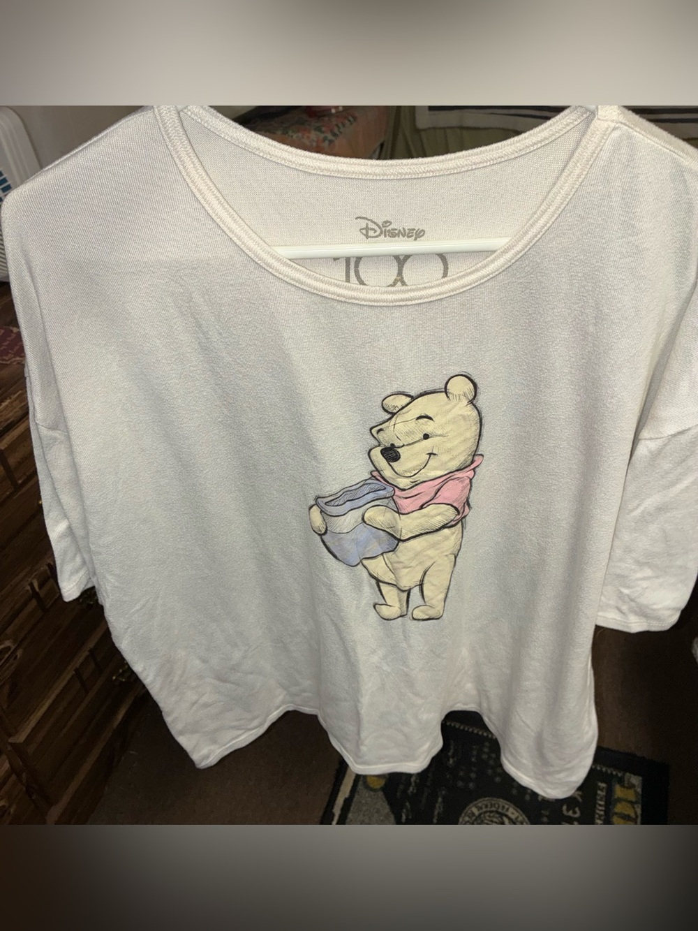 Disney 100 Winnie The Pooh Pajama Set XL 16-18 Cream Shorts T Shirt Honey Pot